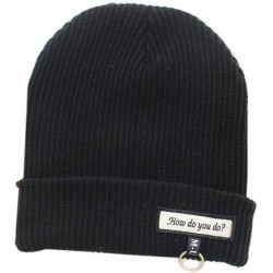 Skullies & Beanies Men's Winter ski Cap Knitting Skull hat - Greetings Black - C2187TM9638 $19.42