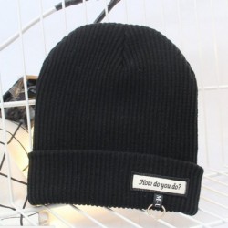 Skullies & Beanies Men's Winter ski Cap Knitting Skull hat - Greetings Black - C2187TM9638 $25.78