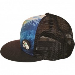 Baseball Caps Surf Molokai Wave Cap- mesh Back Trucker hat with snap Back- Flat Bill - Black Bill - C318YTHNZUH $37.38