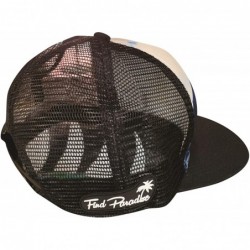 Baseball Caps Surf Molokai Wave Cap- mesh Back Trucker hat with snap Back- Flat Bill - Black Bill - C318YTHNZUH $37.38