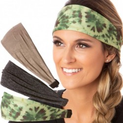 Headbands Adjustable & Stretchy Printed Xflex Wide Headbands for Women Girls & Teens (Olive/Charcoal/Taupe Xflex 3pk) - CX18Y...