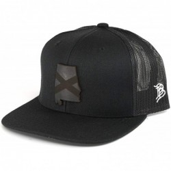 Baseball Caps Alabama 'Midnight 22' Black Leather Patch Hat Flat Trucker - Black - CP18IGR6H2Y $82.08
