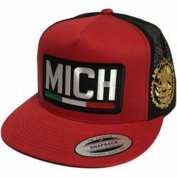 Baseball Caps Michoacan 2 Logos Mexico Logo Federal Hat Red Black Mesh Snapback - CC187K26I4L $57.33