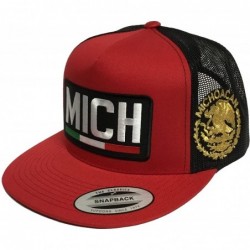 Baseball Caps Michoacan 2 Logos Mexico Logo Federal Hat Red Black Mesh Snapback - CC187K26I4L $65.52