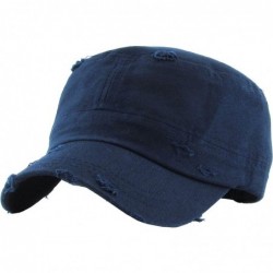 Baseball Caps Military Style Cadet Hat Army Vintage Distressed Adjustable Cap - Distressed Navy - C018DAR2ZHM $27.71