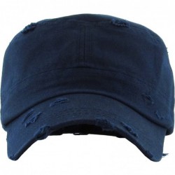 Baseball Caps Military Style Cadet Hat Army Vintage Distressed Adjustable Cap - Distressed Navy - C018DAR2ZHM $27.71