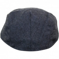 Newsboy Caps Mens Herringbone Tweed Wool Check Grandad Flat Caps Hats Vintage Green Grey Blue Brown - Martez-navy - CX18GU8AW...