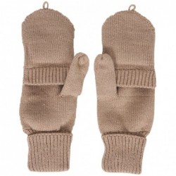 Skullies & Beanies Soft Knit Beanie and Fingerless Mitten Gloves Set - Khaki - C218Q3654DX $24.83