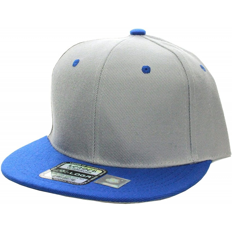 Baseball Caps Classic Flat Bill Visor Blank Snapback Hat Cap with Adjustable Snaps - Light-gray-royal - CI18642WG9W $18.86