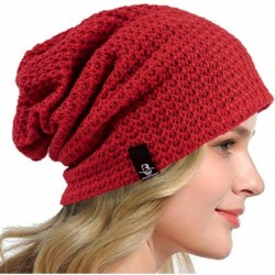 Skullies & Beanies Women's Slouchy Beanie Knit Beret Skull Cap Baggy Winter Summer Hat B08w - Solid Red - CW18UTT8UK3 $18.03