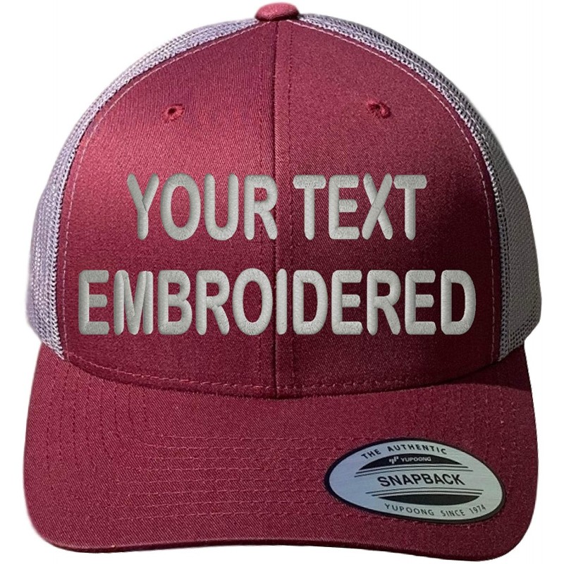 Baseball Caps Custom Trucker Hat Yupoong 6606 Embroidered Your Own Text Curved Bill Snapback - Maroon/Grey - CM18XWRT885 $56.09