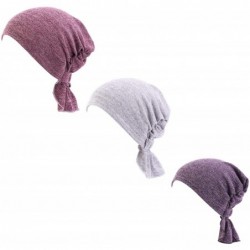 Headbands Womens 3-Pack Cotton Knit Beanie Sleep Turban Hat Headwear for Cancer - Color C - CF18HNWORST $20.25