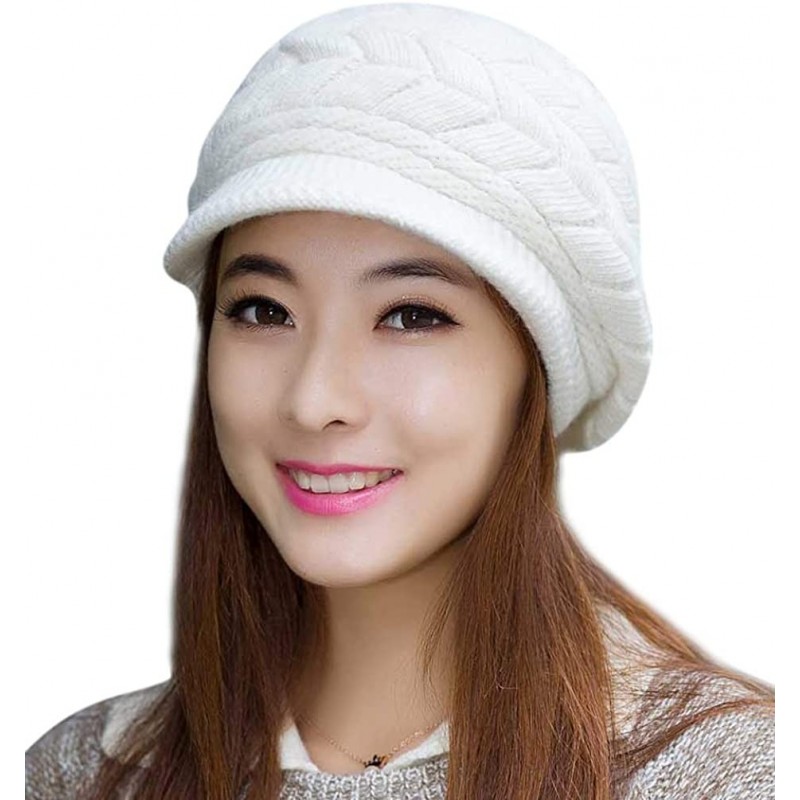 Skullies & Beanies Winter Scarf Hat Visor Caps Infinity Scarves Knit Warm Snow Hats Women - Hat (White) - CZ11OUPAPED $18.53