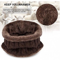 Skullies & Beanies Knitted Hat and Scarf Set- Winter Fleece Lining Wool Beanie Hat Neck Warmers for Men Women - Brown - C518K...