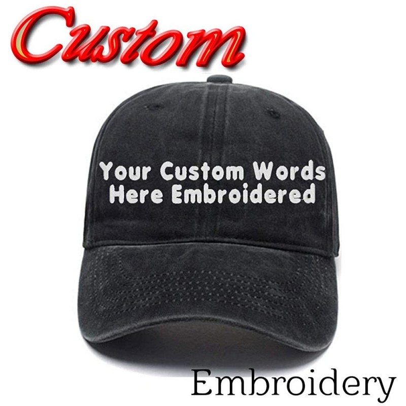 Baseball Caps Custom Embroidered Adjustable Embroidery Baseball Cowboy Caps Men Women Text Gift - Black1 - C218H82WM8D $21.80