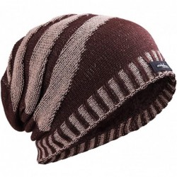 Skullies & Beanies Men Slouchy Knit Beanie Winter Hat with Fleece Thick Scarf Sets - Brown - CC1920AA759 $29.91