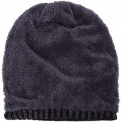 Skullies & Beanies Men Slouchy Knit Beanie Winter Hat with Fleece Thick Scarf Sets - Brown - CC1920AA759 $20.98