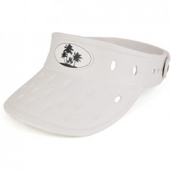 Visors Durable Adjustable Floatable Summer Visor Hat with Large Palm Tree Snap Charm - White - CM17YY4TKUT $27.17