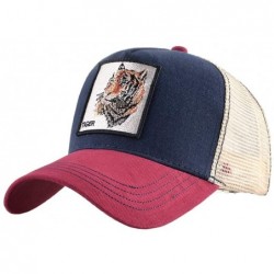 Baseball Caps Unisex Animal Mesh Trucker Hat Snapback Square Patch Baseball Caps - Red Blue Tiger - C718MGA6YO8 $28.52