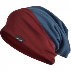 Skullies & Beanies Slouch Beanie Hat for Men Women Summer Winter B010 - B012-navy With Claret - CM186EG3G77 $23.74