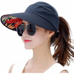 Sun Hats Women's UV Protection Wide Brim Cap Packable Visor Summer Beach Sun Hats - Black - CP18D2665U4 $20.28