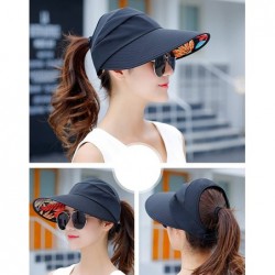 Sun Hats Women's UV Protection Wide Brim Cap Packable Visor Summer Beach Sun Hats - Black - CP18D2665U4 $20.28