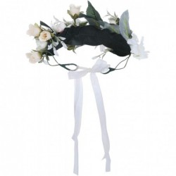 Headbands Adjustable Flower Crown Headband - Women Girl Festival Wedding Party Flower Wreath Headband - White-2 - CO18OT7LAYR...