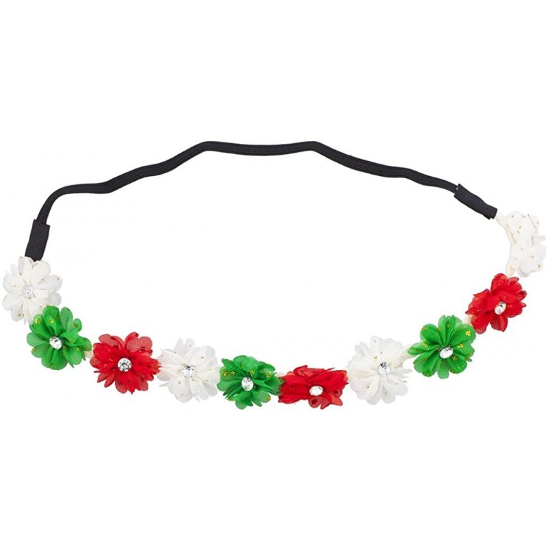 Headbands Multicolor Chiffon Flower Headband Flower Crown Headband - Red White Green - CZ12LX6G35R $21.20