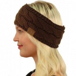 Cold Weather Headbands Winter Fuzzy Fleece Lined Thick Knitted Headband Headwrap Earwarmer - Solid Brown - C418I4C73QE $22.75