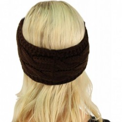 Cold Weather Headbands Winter Fuzzy Fleece Lined Thick Knitted Headband Headwrap Earwarmer - Solid Brown - C418I4C73QE $23.27