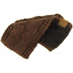 Cold Weather Headbands Winter Fuzzy Fleece Lined Thick Knitted Headband Headwrap Earwarmer - Solid Brown - C418I4C73QE $23.27