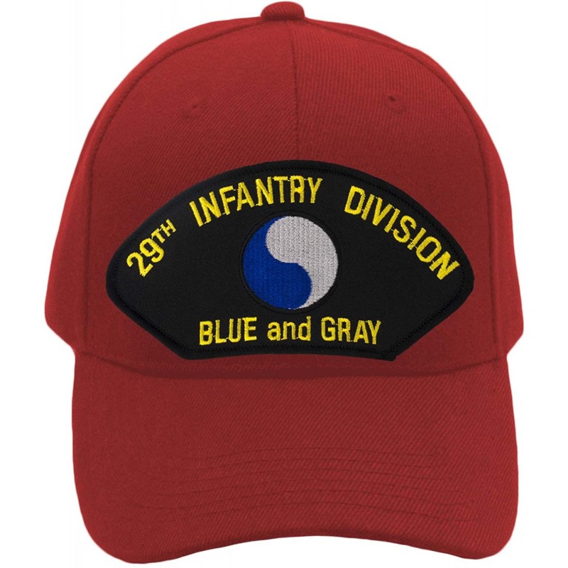 Baseball Caps 29th Infantry Division - Blue & Gray Hat/Ballcap Adjustable One Size Fits Most - Red - CV18SXG4X49 $52.55