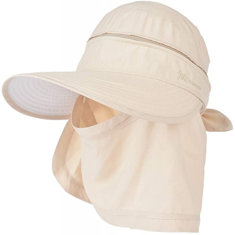 Sun Hats Women 3 in 1 Zip Off Wide Brim Folding Sun Hat UV Protection Neck Face Flap Cap Summer Outdoor Beach Visor Hats - CN...