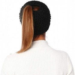 Skullies & Beanies Ponytail Hats for Women Messy Bun Beanie with Ponytail Hole Knit Winter Warm Hat - Black - CV192LW6QZ7 $19.88
