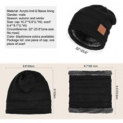 Skullies & Beanies 2-Pieces Winter Beanie Hat Scarf Set Warm Knit Hat Thick Fleece Lined Skull Cap for Men Women - Black-new ...