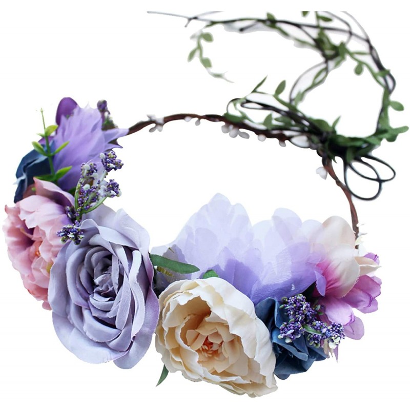 Headbands Handmade Adjustable Flower Wreath Headband Halo Floral Crown Garland Headpiece Wedding Festival Party - CG187TM403D...