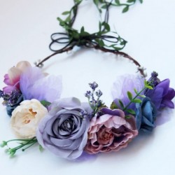Headbands Handmade Adjustable Flower Wreath Headband Halo Floral Crown Garland Headpiece Wedding Festival Party - CG187TM403D...