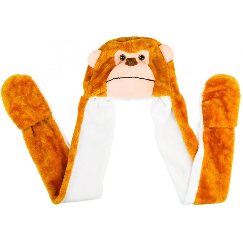 Skullies & Beanies Monkey Cute Polyester Plush Zoo Animal Winter Hat Beanie Aviator Style (Long) - CS12O17KS1N $13.82