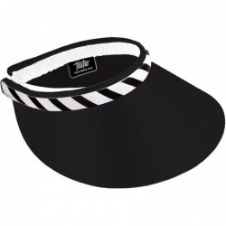 Visors Women's Large Brim Clip On Visor - Black/Black-white Stripes - CH17YEXQ004 $51.85