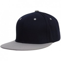 Baseball Caps Cotton Two-Tone Flat Bill Snapback - Navy/Gray - CM11MQPA20B $21.51