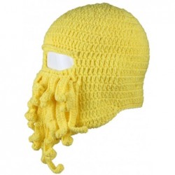 Skullies & Beanies Men's Head Barbarian Vagabond Beanie Original Foldaway Beard Octopus Pirate Hats Bearded Caps - Yellow - C...