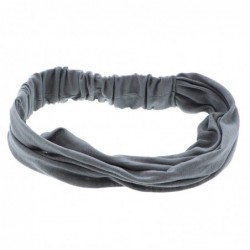 Headbands Set of 3 Wide Cotton Head Band Solid Boho Yoga Style Soft Hairbands Light Grey Maroon Navy - C21822YRIKM $33.43