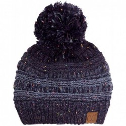 Skullies & Beanies Exclusive CC Confetti Knitted Beanie with Pom Pom - Navy - CG12K7FA8YL $20.61