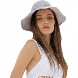 Sun Hats Women Large Brim Sun Hats Foldable Beach Sun Visor UPF 50+ for Travel - Grey - CO18Q28U7Z5 $21.41