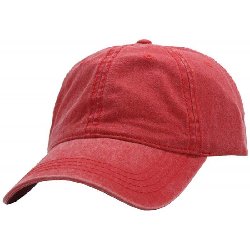 Baseball Caps Blank Dad Hat Cotton Adjustable Baseball Cap - Red Washed Strap - CS12O52OGB0 $22.68