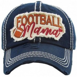 Baseball Caps Football Mama Women's Vintage Cotton Baseball Hat - Navy/Distressed Patch - CS18Z4UYQXC $22.87