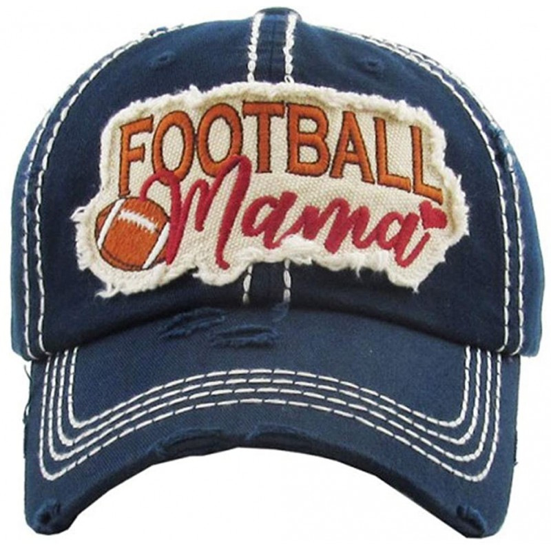 Baseball Caps Football Mama Women's Vintage Cotton Baseball Hat - Navy/Distressed Patch - CS18Z4UYQXC $17.07