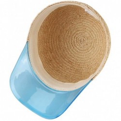 Sun Hats Women's Summer Breathable Baseball Cap Transparent PVC Wide Brim Baseball Sport Cap Raffia Straw Sun Cap - Blue - CG...