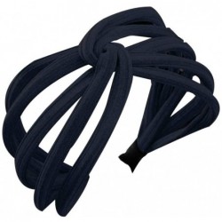 Headbands Fashion Solid Color Wide Multilayer Knotted Hairband Headband Headwear for Women Black - Black - CG18YA3NG9X $17.43