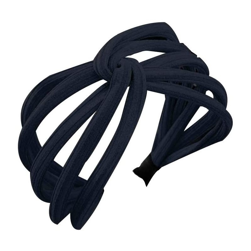 Headbands Fashion Solid Color Wide Multilayer Knotted Hairband Headband Headwear for Women Black - Black - CG18YA3NG9X $17.43